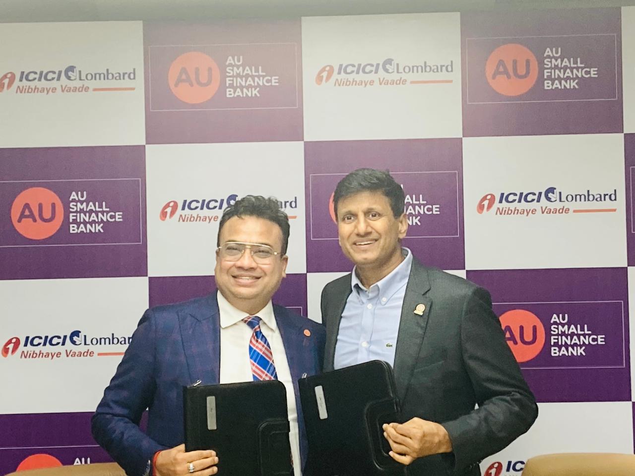ICICI Lombard and AU Small Finance Bank announce Bancassurance tie-up