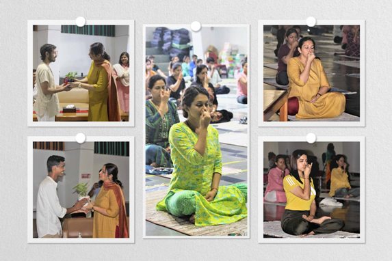 DPS RNE creps off a Hath Yoga session as one of its innovative waysto promote Yoga among students