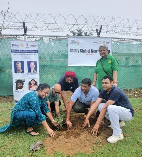 Residents of New Gurugram planted more than 200 saplings in a tree plantation drive organized by Enviro