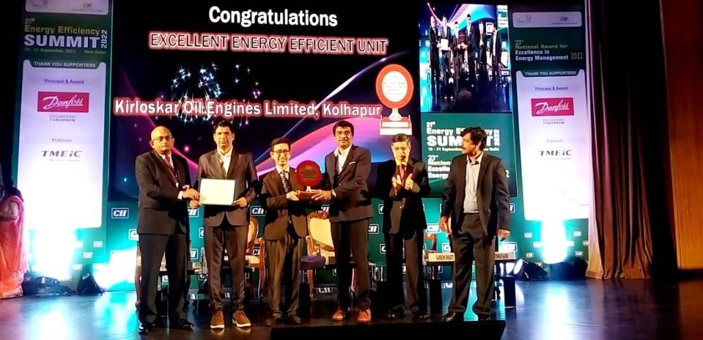 Kirloskar Oil Engines(Kolhapur& Nashik Plants) win theprestigious ‘National Award for Excellence in Energy Management& Energy Efficient Unit 2022’ from CII