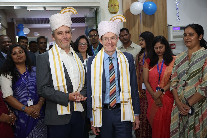Gareth Wynn, British Deputy High commissioner to Telangana & Andhra Pradesh (left) and Andy Street, West Midlands Mayor (right) visit data specialist Kagool’s Hyderabad offices